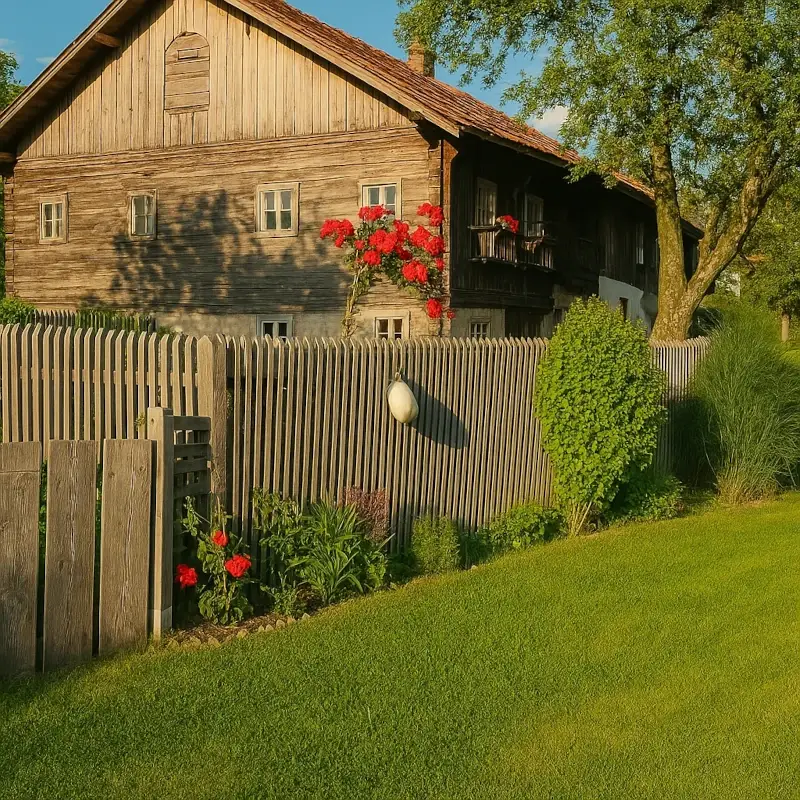 sacherl forschungsprojekt gartenzaun holzfassade rote blumen