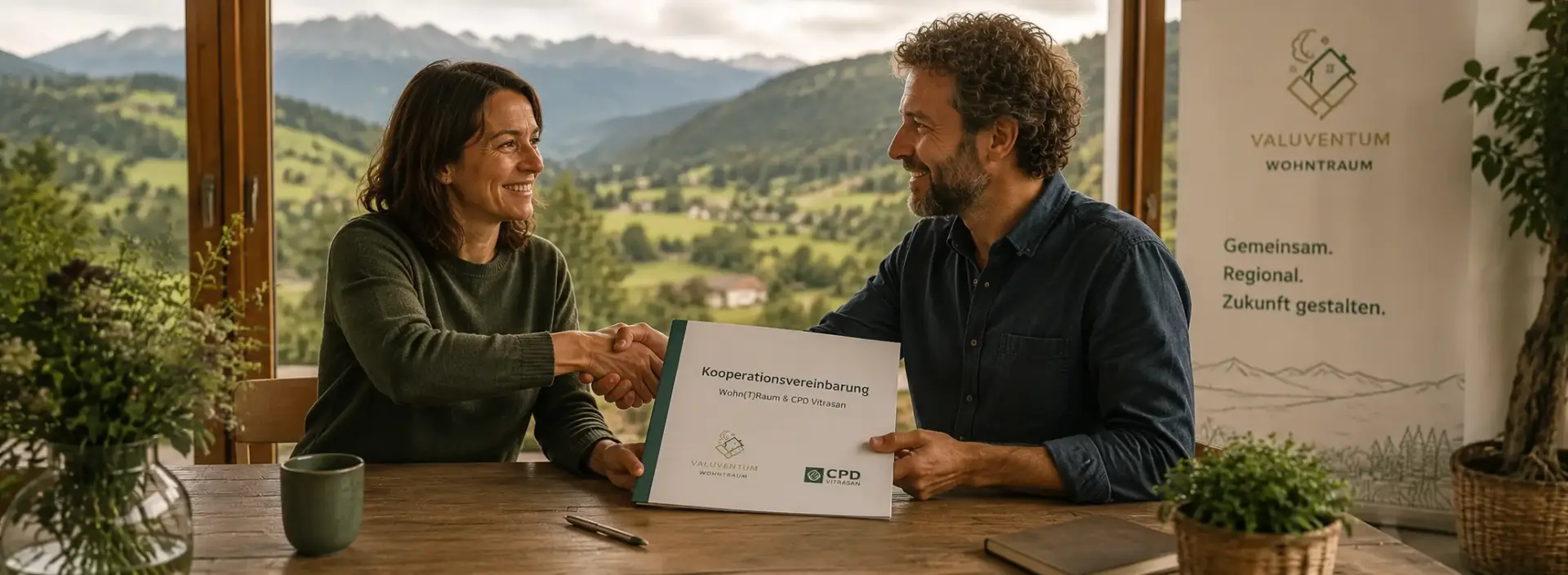 Menschen bei einer gemeinsamen Vereinbarung in einem sonnigen Raum