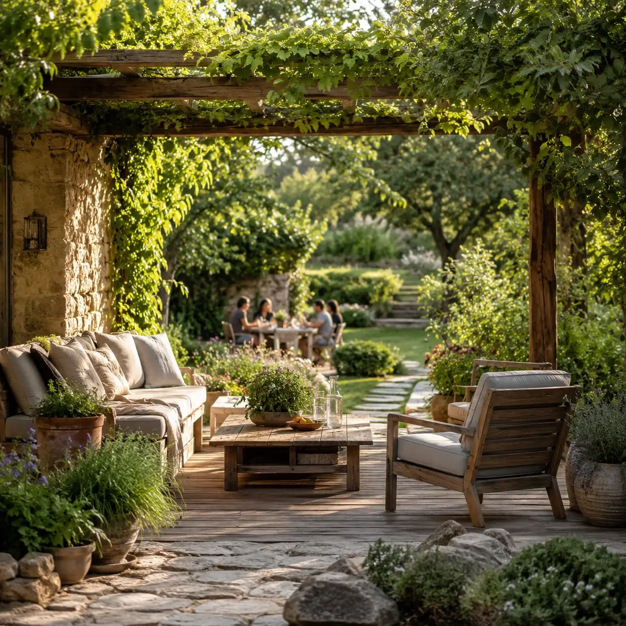 lebensraum im freien mit garten terrasse natur und ruhigem sitzbereich