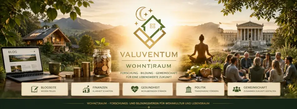 Valuventum Wohn(T)Raum mit Blog, Finanzen, Gesundheit, Politik und Gemeinschaft in einer harmonischen Landschaft.